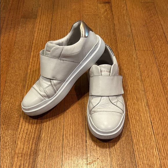 Cole Haan Grand White Leather Slip-On Sneakers Size 9 1/2B - Picture 1 of 16